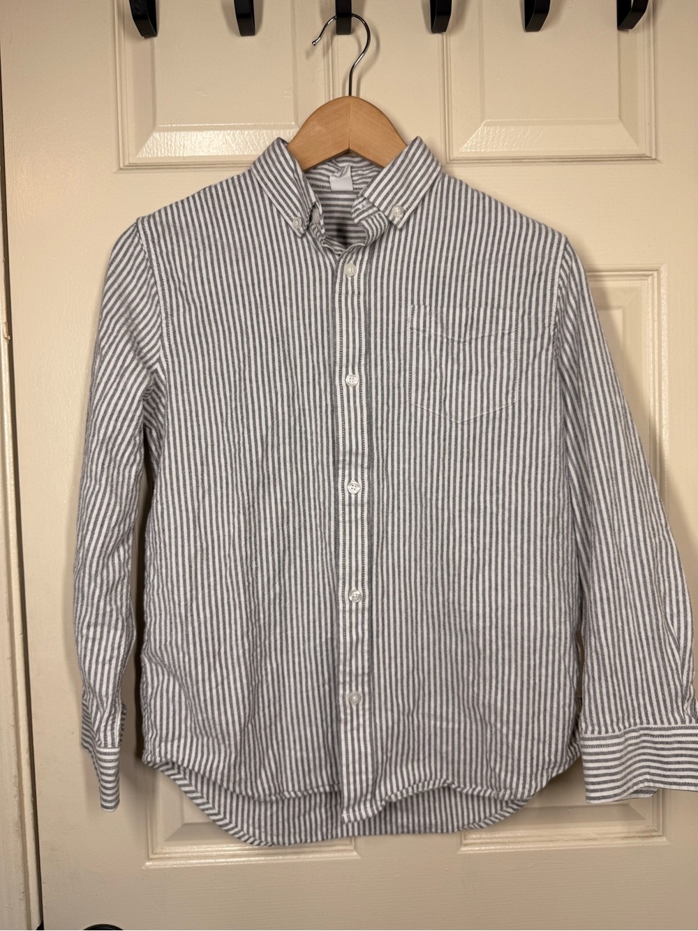 GAP Boys Blue and White Vertical Stripe Button-Down Shirt